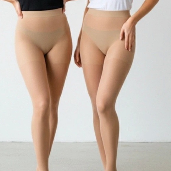 New Small silk Impressions Beige Sheer Control Top Pantyhose hosiery high waist - Picture 10 of 10